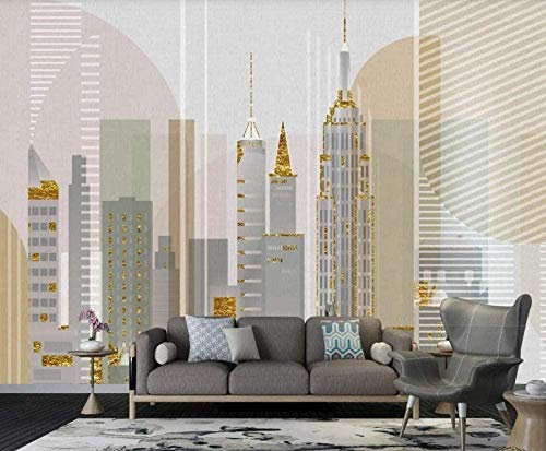 ZZXIAO Einfachheit der Goldenen Stadt Architektur Tapete Vlies Tapete 3D-Effekt Wandbild wandpapier fototapete 3d effekt tapete Wohnzimmer Schlafzimmer Hintergrundbild-400cm×280cm