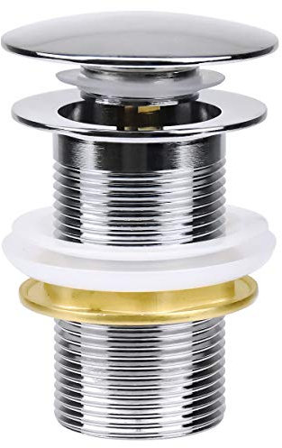 NiceLand Bonde de Lavabo Sans Trop Plein Standard-G 1 ¼ Bouchon de Lavabo Universel Clic Clac Chromé Argent pour Bassin Sans Trop-plein