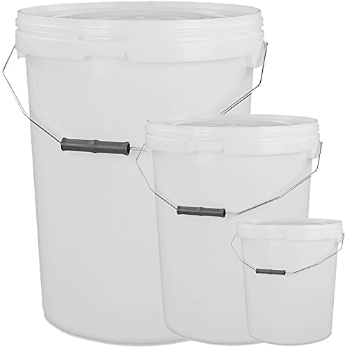 Plastic Bucket with Metal Handle, Hard Wearing 25L - 1 Bucket with Push On Lid