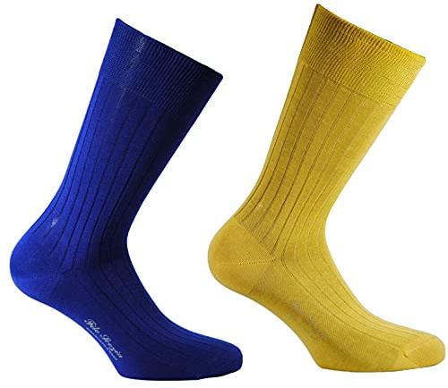 (2 PAIA) Calze uomo corte a coste in pregiatissimo cotone 100% filo scozia MODA - 100% made in (Brescia) Italy