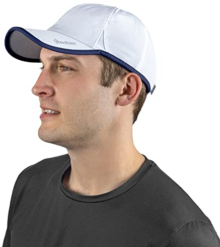 TrailHeads Cap Herren Sommer Mit UV-Schutz - Schnell Trocknende Sport Kappe - UPF 50 Laufkappe - weiß/Marineblau