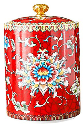 Bicuzat Enamel Ceramic Tea Caddy Tea Canister Tea Storage Container Tins Jar with Airtight Lid Water-proof Tank for Tea, Coffee, Herb, Sugar, Spice, Nuts