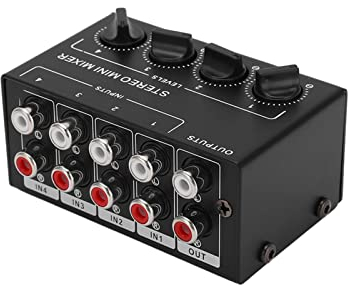 Mixer Stereo Mini Mmini mixer audioixer Passivo 4 Canali Audio Regolazione della Rotazione in Senso Orario per Computer Telefono Tablet Lettore CD