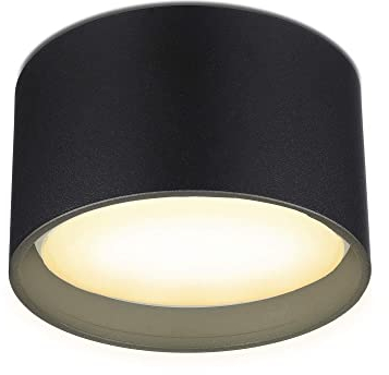 lambado® LED Aufbauleuchte flach mit großer Leuchtfläche - Set inkl. LED GX53 mit 6W 230V neutralweiß dimmbar- Decken Aufbaustrahler in schwarz matt