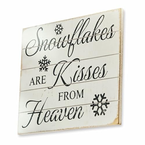 Loberon Dekoboard Snowflakes, Winter-Design, Shabby-Chic, Wohn-Accessoire, Weihnachtsdekoration, Weihnachten, MDF, Jute, weiß/braun