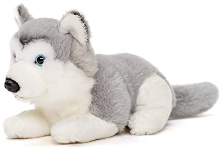 Uni-Toys - Husky grau, liegend - 17 cm (Länge) - Plüsch-Hund - Plüschtier, Kuscheltier