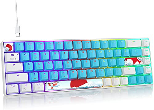 Fogruaden Wired 65% Percent Mechanical Keyboard,RGB Backlit Ultra-Compact 68 Keys Gaming Keyboard with Stand-Alone Arrow/Control Keys (Red Switch,Blue)
