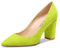 Aachcol Donna Chunky Blocco Medio Alto High Tacco Heel Pumps Slip-on a Punta Dress Scarpe Ufficio Feste da Matrimonio Scamosciato Verde Lime 8 CM 38 EU