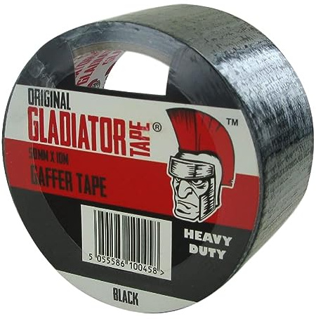 (1 Pack) Black Gladiator® Premium (48MM X 10M) Heavy Duty Duct Cloth Waterproof Gaffer Gaffa Tape