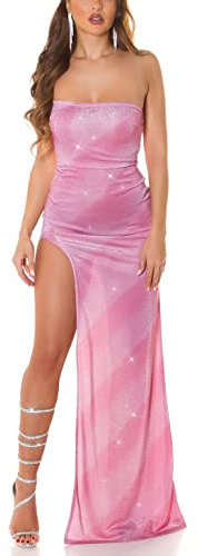 Koucla Abito maxi a righe glitterate con spacco sulle gambe