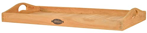 Teak Tablett Serviertablett 66 x 35 cm wetterfest für Garten Terrasse Balkon