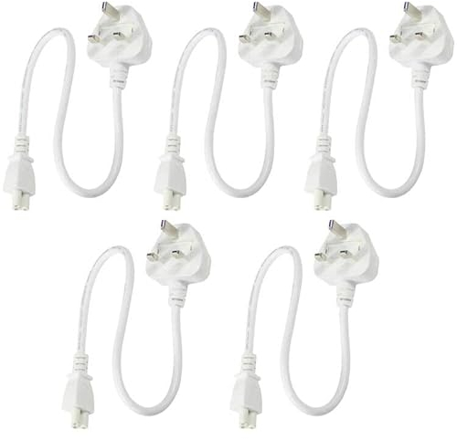 KUNCAN 0.5m UK Laptop Power Cable, 5 PACK BS 1363 to C5 Cloverleaf, 5A 250V, Laptop Replacement AC wall power Cord, Printer Cable, UK Laptop Charger Cord, Laptop Power Brick Cord