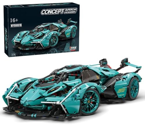 Technik Auto für Lambo V12 Vision GT, 1:8 Groß Auto Modellbausatz, 2527 Teile Klemmbausteine Auto Bausteine MOC Set, Kompatibel mit Lamborghini Technik
