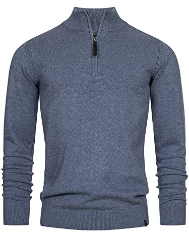 Indicode Herren Gore Strickpullover aus 80% Baumwolle mit Stehkragen | Klassischer Herrenpullover für Business und Freizeit, Strickpulli, Troyer, Freizeitpullover, Basic Pullover für Männer