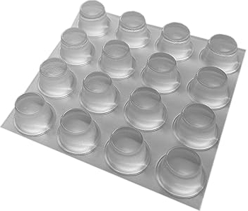 Happy Bananas Clear Self Adhesive Flat Bumper Stops, Rubber Feet for Doors, Plastics, Metals, Glass, Walls, Electronics. Prevent Sliding, Unwanted Noise, Slamming & Vibration - 16.5 x 10.2 mm