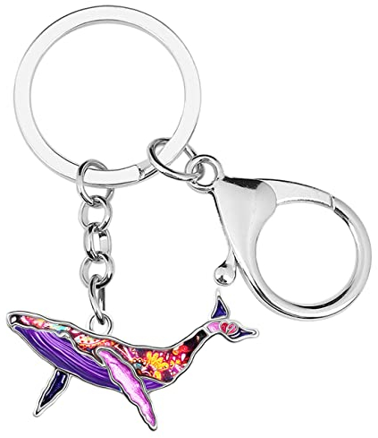 RAIDIN Emaille-Legierung süße Ozean Tier Schlüsselanhänger für Damen Mädchen Meer Leben Schlüsselring Schmuck Geschenke für Schlüssel Auto Geldbörse Rucksack (Wal Schlüsselanhänger V)