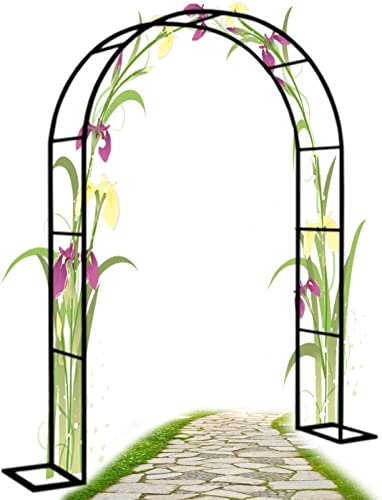 Heavy Duty Garden Arch Large Climbing Plants Support Trellis Pergola Arbour Metal Rose Arches Archway, Anti-Rust Tubular Trellis Arbor, Wedding Arch Flowers Stand,Black,350x220x40CM
