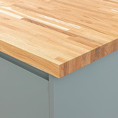 domli Solid Oak Kitchen Worktop | 3000mm x 620mm x 40mm | Premium Wood Worktops | Oak Wooden Timber Counter Tops | Cut To Size Customisation Available | Real Wood Block Stave Kitchen Countertops