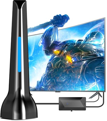 DVBT2 Antenne mit Verstärker Innen,Zimmerantenne für Fernseher Großer Reichweite und 3m Koaxialkabel für lokale 4K 1080P - DVB-T2 Antenne mit Verstärker