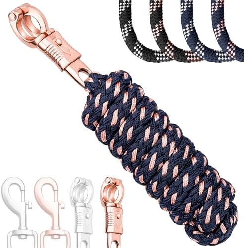 Esposita Führstrick Anbindestrick Soft Champion Edition mit Panikhaken oder Snaphaken, Karabinerhaken weich und stabil (Navy/Rosegold, Panikhaken)