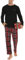 Vlazom Herren Pyjama Set Lang Zweiteiliger Schlafanzug Herren Kariert Flanell Hose und einfärbiger T-Shirt（XXL,Stil D-Schwarz）