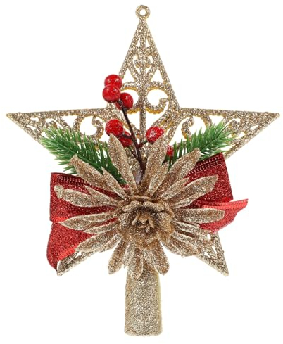 ifundom Christbaumspitze Weihnachtsbaumspitze Weihnachten Baumspitze Tannenbaumspitze Weihnachtsspitzen Glitzer Baumschmuck Weihnachtsbaum Stern Topper Tannenzapfen Deko Christbaum Spitze