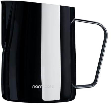 Normcore Steaming Pitcher, 15.2 oz Milk Frother Jug with Round Spout, Premium Barista Tools for Precision Latte Art, Measurement on the Inside, Gun-Metal Black, 450 ml