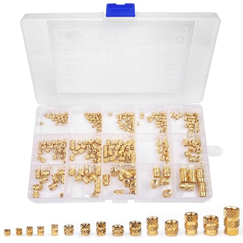 Newpop 300 Pièces Insert Fileté Metal, Filet Rapporté, Ecrous Moletés, Inserts Filetes, Écrou Moleté, Nsert Fileté, Douille Filetée en Laiton pour Injection Moulage Imprimer en 3D ou Automobile