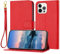 Bear Village Case for iPhone 12 Pro Max Case, PU Leather Wallet Case with Card Holder and Strap, Shockproof Protective Case with Stand for iPhone 12 Pro Max, Red