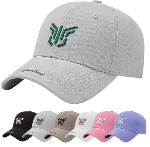 Enwokran Cappellino da Baseball da Uomo con Visiera, Unisex Cotone Regolabile Anti-Sole Ricamo Berretti da Baseball Cappellini per Sport All'aperto,Trucker Cappello Hip Hop papà (Grigio)