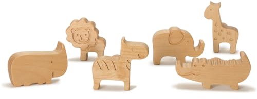 RiLiKar 6 Pack Wooden Animal Cabinet Knobs - Scandinavian Style - Drawer & Door - Beige - 1.57 inches x 2.3 inches