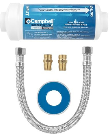 Campbell Ultrafiltration+ - Kit completo de instalación de filtro para debajo del fregadero, mejora la calidad del agua del hogar para propietarios y constructores, obtén agua más limpia y segura,