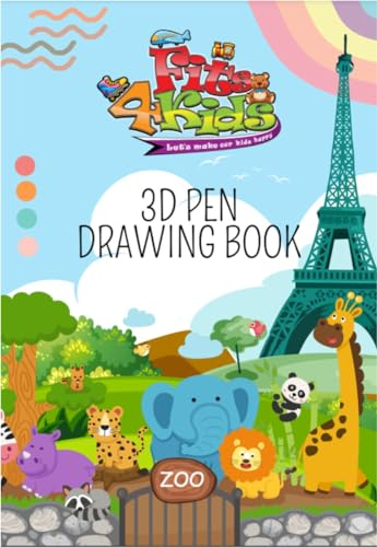 Fits4Kids 3d Stifte Zeichen Schablonen Buch für Kinder (40 Schablonen) - 3d Drucker Stift Vorlagen mit Unterlage für Kinder ab 10 für Mädchen & Jungen - Vorlage & Schablone für Drucker Farben Stift