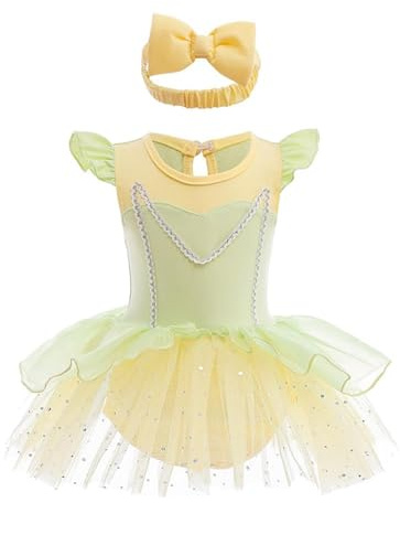 Lito Angels Deguisement Costume Robe Princesse Tiana avec Bandeau pour Bebe Filles Taille 9-12 mois (étiquette en tissu 80)