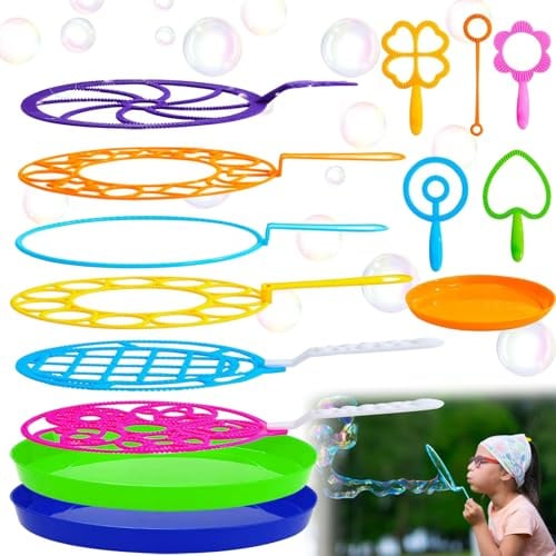 JOKILY 14-teiliges Kinder Seifenblasen Set, Groß, Seifenblasen Blasringe, Seifenblasenspielzeug, Riesenseifenblasen für Indoor Outdoor Bubble Maker Spiele Partys Hochzeit Kindergeburtstag