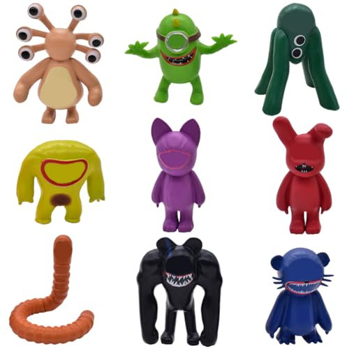 9PCS Horror Valley Games Figures Set,Horror Happy Valley Monster Figures Cake Toppers Cake Decoration,Tooth Demon Doll Action Figure Toys Mini Monster Figures for Kids Adults Birthday Gift