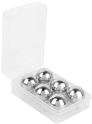 6Pcs Stainless Steel Ice Balls, Whiskey Vodka Stones Metal Ice Cube, Instantly chill Ice Chiller Stone Beer Wine Cooling Ball for Home Pub Club Party Server
