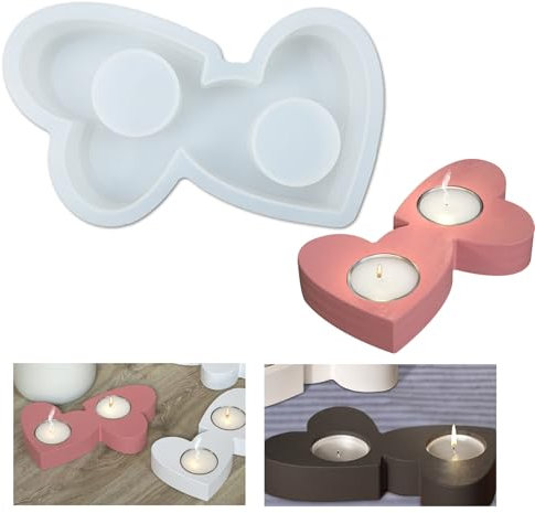 duisoad Herz Teelichthalter Silikonform Herz Liebe Herzform Silikonform für Kerzen, Ornamente, Behälter