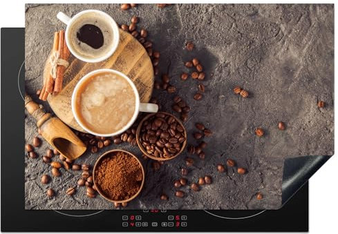 KitchenYeah© Copri Piano Induzione 77x51 cm Cucina Coprifornelli Copertura Protezione Cottura Tutto per la Cucina Caffè - Tazza - Calcestruzzo