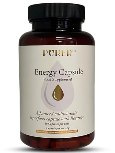 Purermama Energy Support – Iron, B12, Folate & Beetroot for Pregnancy, Breastfeeding & Everyday Vitality – 30 Capsules