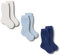 3 Paia di Calzini Lunghi Neonato in Cotone Elasticizzato con Motivo Traforato, Made in Italy (Tg. 16/17, azzurro, blu, panna)