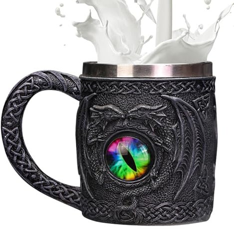Chope à bière - Chope à bière médiévale - Oeil de dragon - Chope nordique et celtique pour homme - Chope à bière médiévale pour hommes, amateurs de dragon et collectionneurs