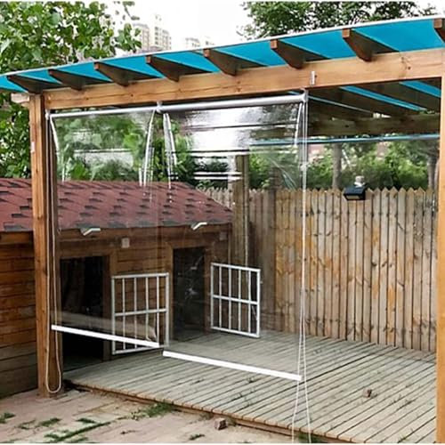 Generisch Transparent Wasserdichtes Roll-Up-Rollo Durchsichtige Rollos Winddichter Vorhang aus Kunststoff Terrasse Pergola Rollos Dicker 0,5 mm Außenrollo Seitenrollo UV-Schutz,190 * 200cm