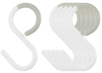 sourcing map 6pcs S Hooks 2.4 Small Plastic Hanging S Shaped Closet Rod Hooks for Hanging Kitchen Utensils Cups Plants Jewelry Jeans Clothes Towels Tools, White