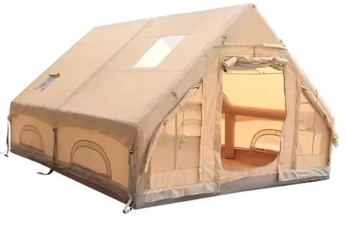 Tienda inflable para acampar 6 ~ 8 personas Casa grande de carpas de aire inflable, carpa de lujo, Oxford impermeable, carpa de cabina Oxford para 4 estaciones con Malla y ventana de chimenea.
