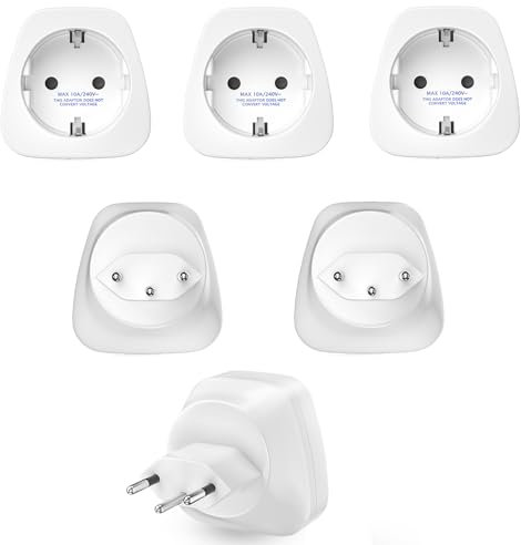 HITRENDS 6 Stück Adapter Schweiz Deutschland, Schweiz Adapter (CH Stecker auf EU Buchse), Kompakter Reiseadapter Schweiz für Malediven, Ruanda, Liechtenstein – Weiß (240V/10A)