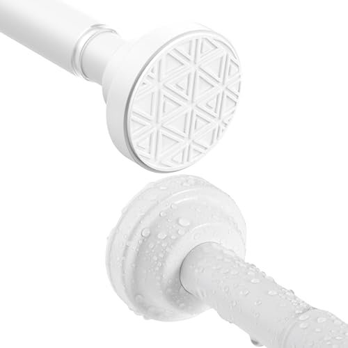 Kongming Barre Rideau Douche Extensible Tringle Rideaux Sans Perçage Perche Télescopique en Acier Inoxydable 304, Antidérapant & Ne Rouille Jamais pour Fenêtres, Penderie, Porte (Blanc, 48-133cm)