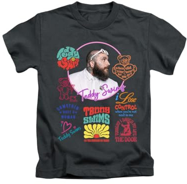 New Spirit Original Teddy Swims Montage Novelty Graphic Tee Cute Tee T-Shirt Funny Unisex T Shirt Top Black