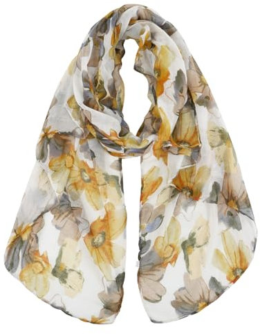 DAMILY Leichter Schals & Tücher für Damen Kuschelig Halstuch mit Blumenmuster Modischer Strandtuch Geschenke für Frauen (Gelb)