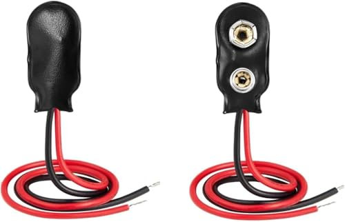 Kaiserberg 2 Stück Batterieclip 9-Volt Batterie Akku I-Typ Clip 10cm Anschlusskabel 9v